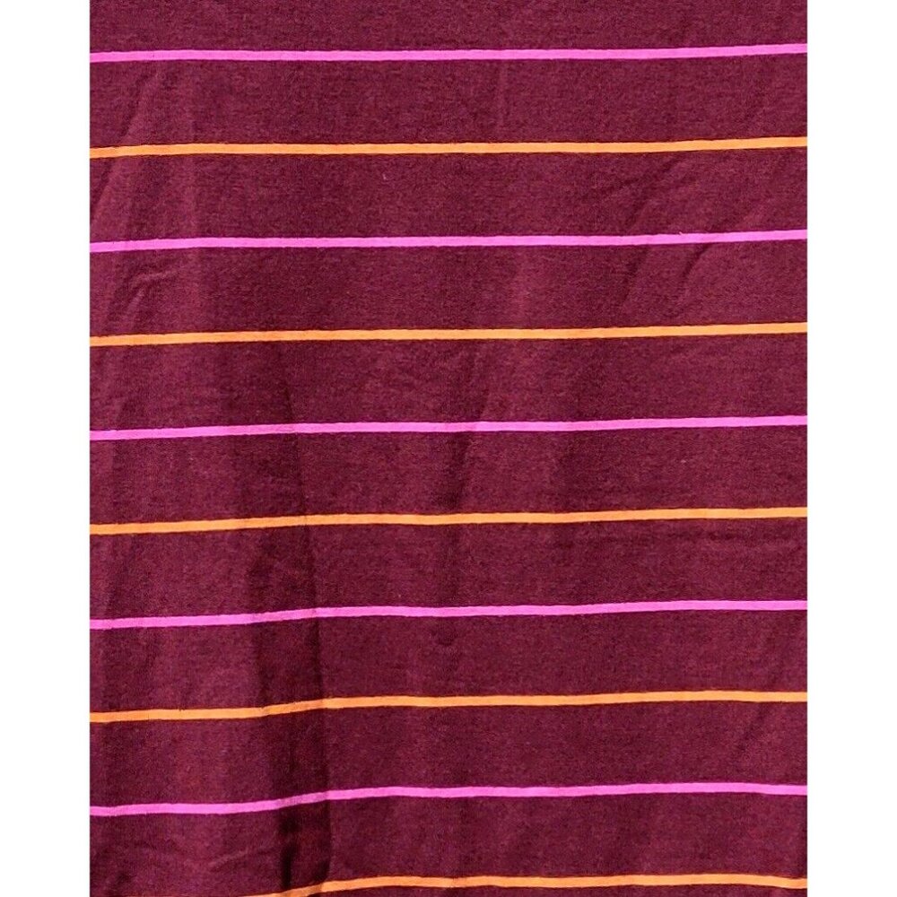 A New Day Burgundy w/ Pink & Orange Thin Stripes LS Soft Cotton Tee -- Small 4-6 - Picture 3 of 7